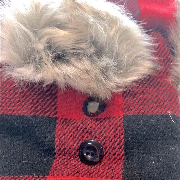 DPC Dorfman Pacific Red and Black Buffalo Plaid Trapper Hat with Fur Trim. XL - Picture 5 of 9